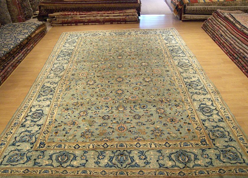 8x13 Handmade Carpet Antique Persian Kashan Wool Rug  