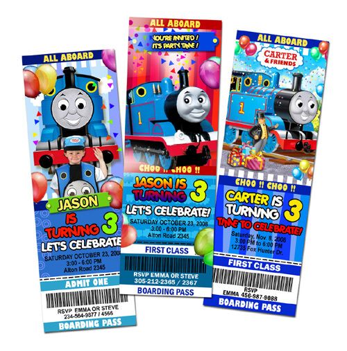 THOMAS THE TANK TRAIN BIRTHDAY C3 PARTY INVITATION TICKET 1st   9 NEW 