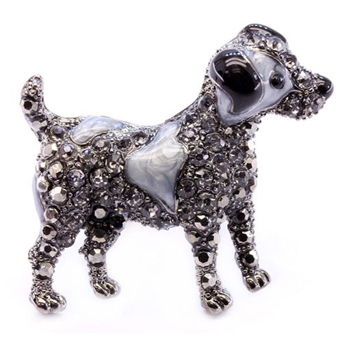 Dog Puppy Purple AB Crystal Enamel Hematite Animal Stretch Adjustable 