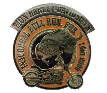 Zion Harley Inaugural Bull Run 2009 Poker Run Vest Pin  