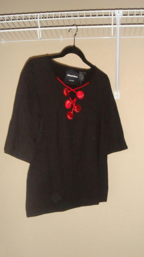 MICHAEL SIMON BLACK CHERRY TOP SZ M NWT $116  