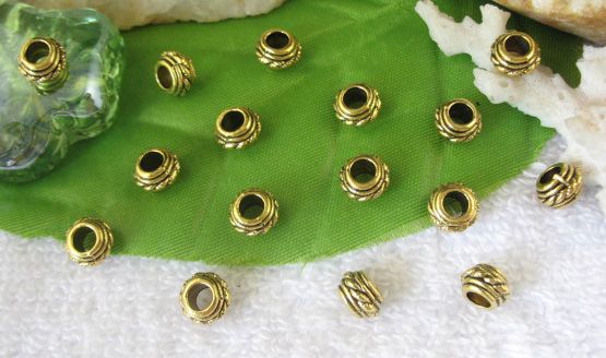 120 pcs Antiqued gold drum barrel spacer bead FC8256  