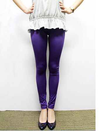 Zara Women Footless Skinny Stretch Legging Pants Purple  