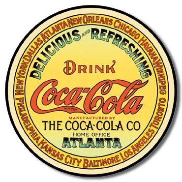 Coca~Cola Keg Label ROUND TIN SIGN Coke vintage 1070  