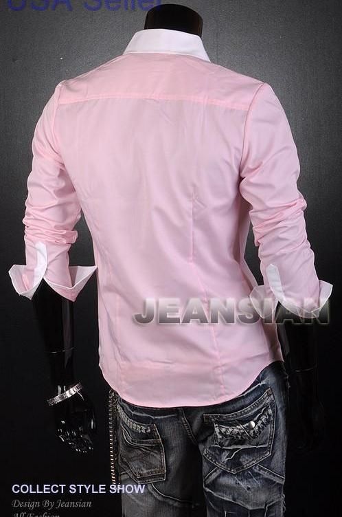 VVW New Mens Designer White Line Shirts Top Pink 1073 XL~  