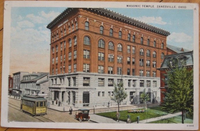 1920 Postcard The Masonic Temple   Zanesville, Ohio OH  