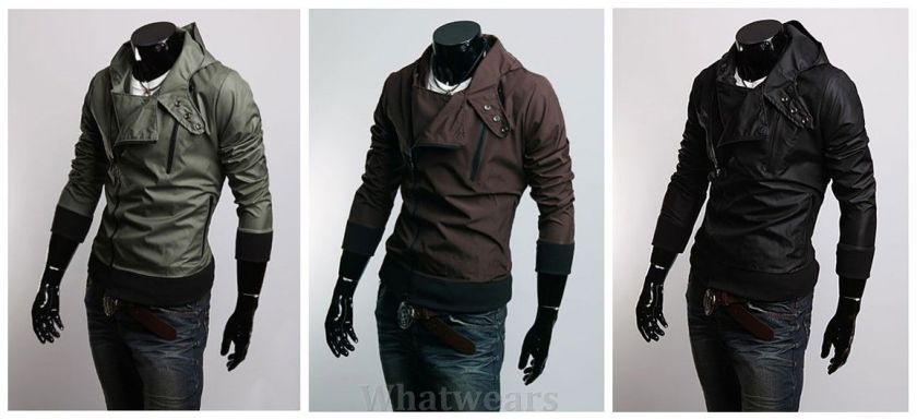 Mens Special Tailor Coat Hooded Jacket Tops Green Z17  