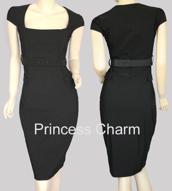 Cocktail Dress Pencil Black Size 8 10 12 14 16 18 20 22  