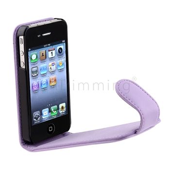 Purple Leather Magnetic Flap Case+PRIVACY Filter Protector for iPhone 