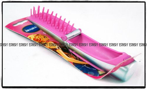 DENMAN FLIP TOP PUSH BUTTON FOLDING TOUCH UP HAIR BRUSH PINK D88 