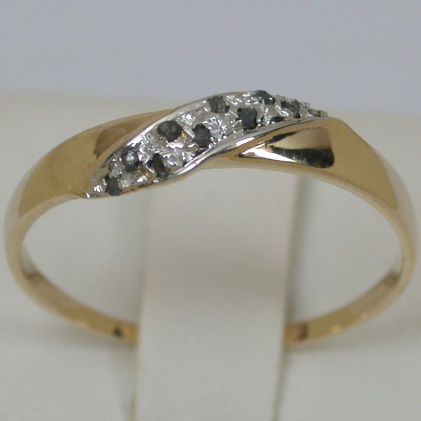 12 CTS 14K SOLID YELLOW GOLD NATURAL SI1 BLACK DIAMOND CLUSTER BAND 
