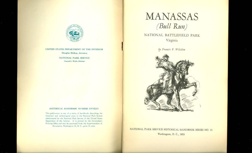 1955 MANASSAS NATIONAL BATTLEFIELD PARK Guide  BULL RUN  