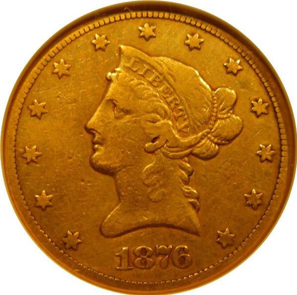 1876 CC $10 GOLD LIBERTY *EXTREMELY RARE* +++ CERTIFIED ANACS VF20 