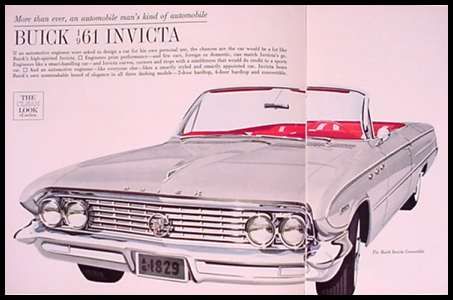 1961 Buick Turbine Brochure  LeSabre Invicta 225, Mint  