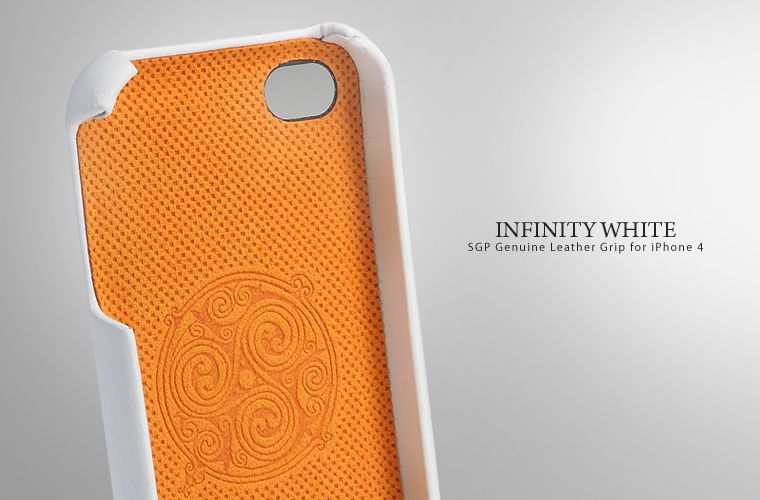 SGP Case Genuine Leather Grip [infinity White] for Apple iPhone 4S 