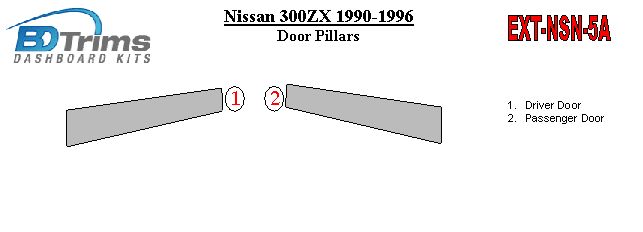 NISSAN 300ZX 90 91 92 93 94 95 96 REAL CHROME DOOR PILLARS 1990 1991 