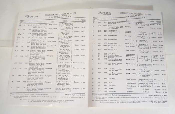 Original 1956 TELESCOPE FOLDING FURNITURE Co Catalog  