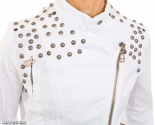 New PATRIZIA PEPE Studded Motorcycle Jacket 40/2  