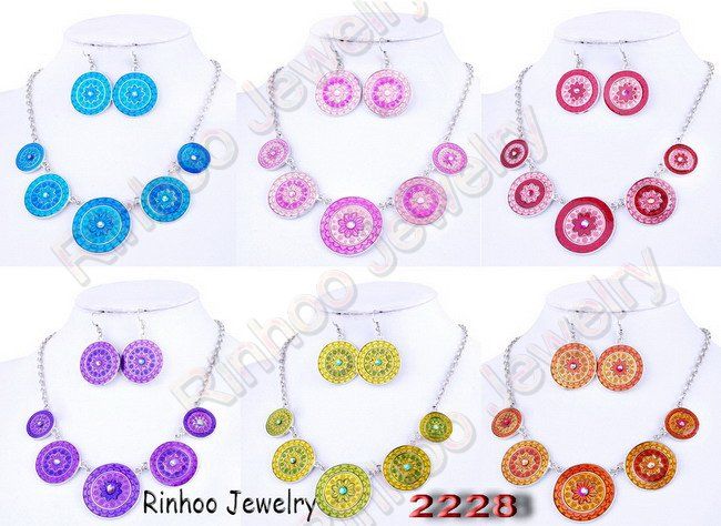 lots mix colors alloy necklace earring 6sets free  