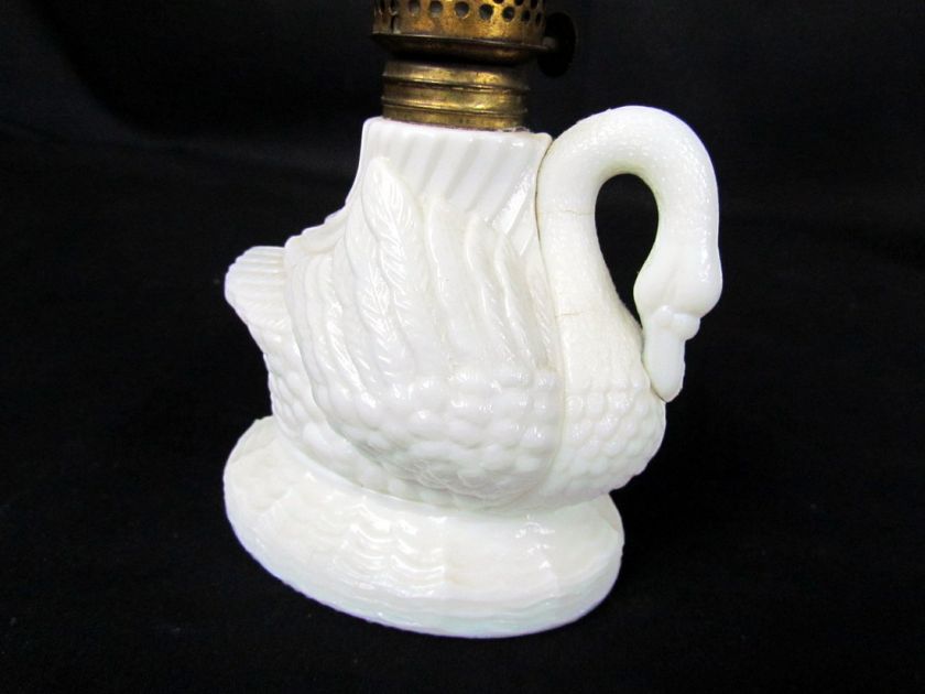 RARE Antique Victorian Miniature Glass Figural Swan Oil Lamp, #4 of 