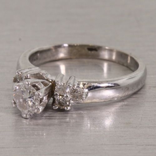 Stunning Sparkling Round Diamond Platinum Vintage Estate Engagement 