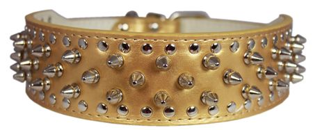 PitBull Boxer Leather Dog Collar Spikes Studs 19 22  