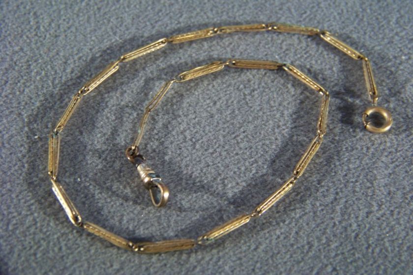 WOW ANTIQUE GOLD FILLED WATCH CHAIN 15 NECKLACE HOOK  