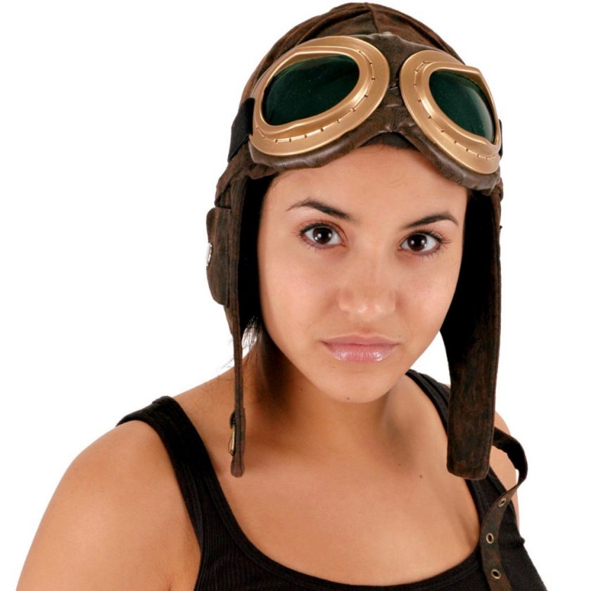 Aviator PILOT HAT Cap World War I costume flying ace brown or black 