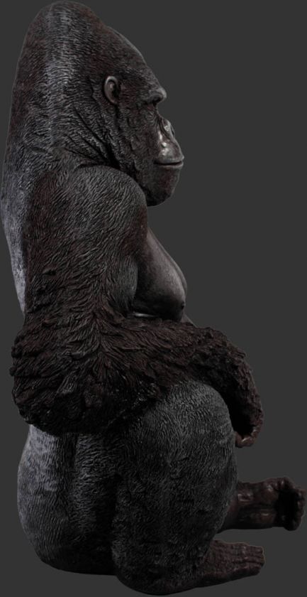 SITTING GORILLA LIFE SIZE ANIMAL STATUE APE MONKEY  