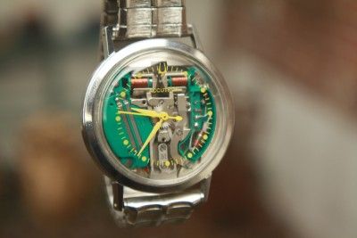 HANZ SWISS SPACEVIEW YELLOW DOT & HANDS 214 SS BULOVA ACCUTRON 