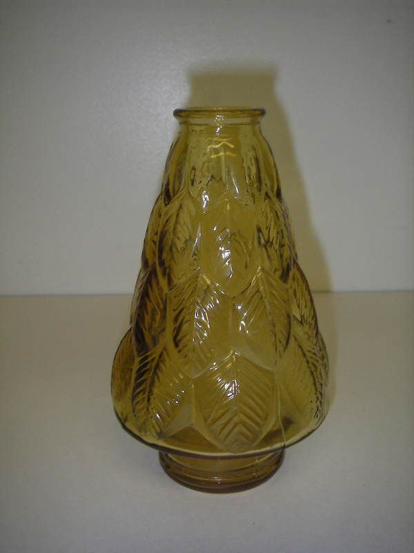 Wheaton Glass Bottle Feather/Leaves/Leaf Tapered Amber  