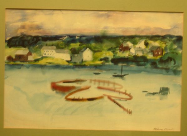 Original Watercolor Museum Artist William Zorach Painting Harbor View 