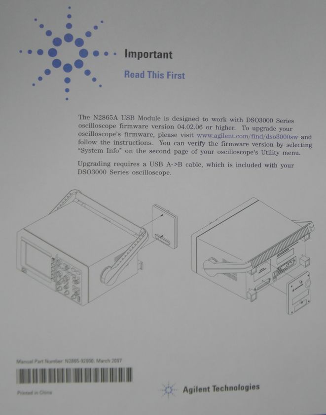 Agilent N2865A USB host module for DSO3000 Series oscilloscopes  