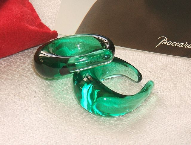 Earrings crystal Baccarat emerald green model NIB  