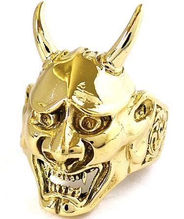 JAPAN JAPANESE ONI HORN DEMON DEVIL GOLD RING Sz 10.5  