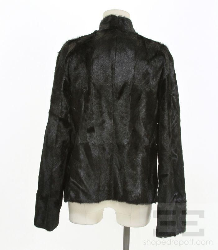 Jil Sander Black Weasel Fur Short Zip Coat Size 42 $6840  