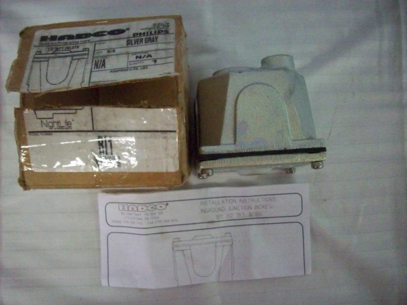 NIB HADCO PHILIPS INGROUND JUNCTION BOX 1/2 NPT INLETS  