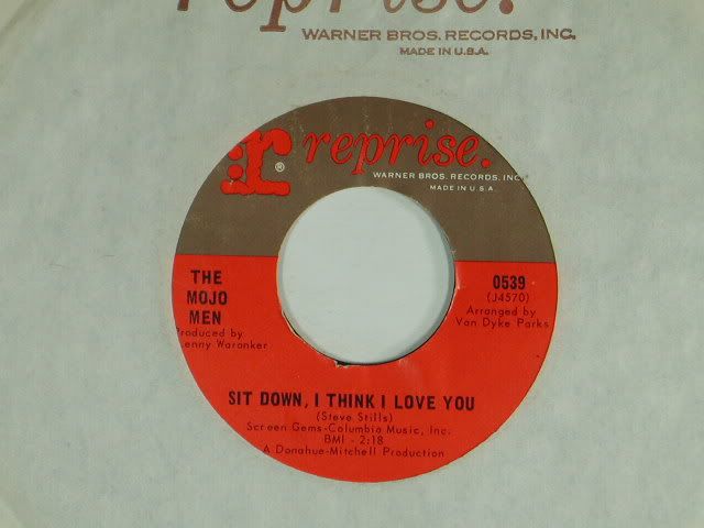 The MOJO MEN 45 SIT DOWN, I THINK I LOVE YOU / DONT LEAVE ME CRYING 