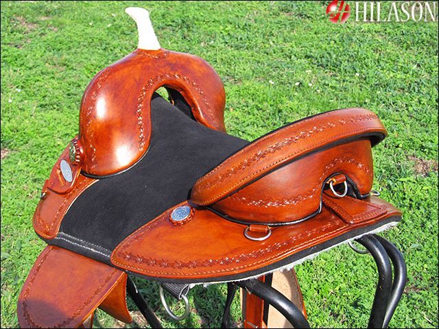 AW112B Hilason Treeless Western Trail Barrel Saddle 15  