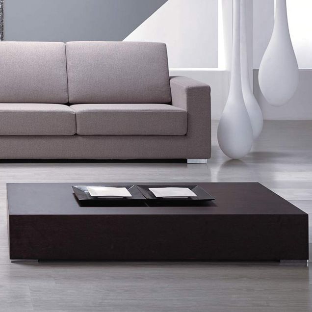 Modern Mott Wood Coffee Table in White, Walnut or Wenge with Black 