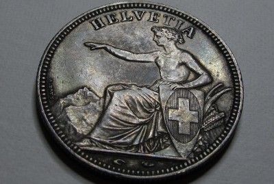 Switzerland   1851 5 Silver Francs Helvetia  