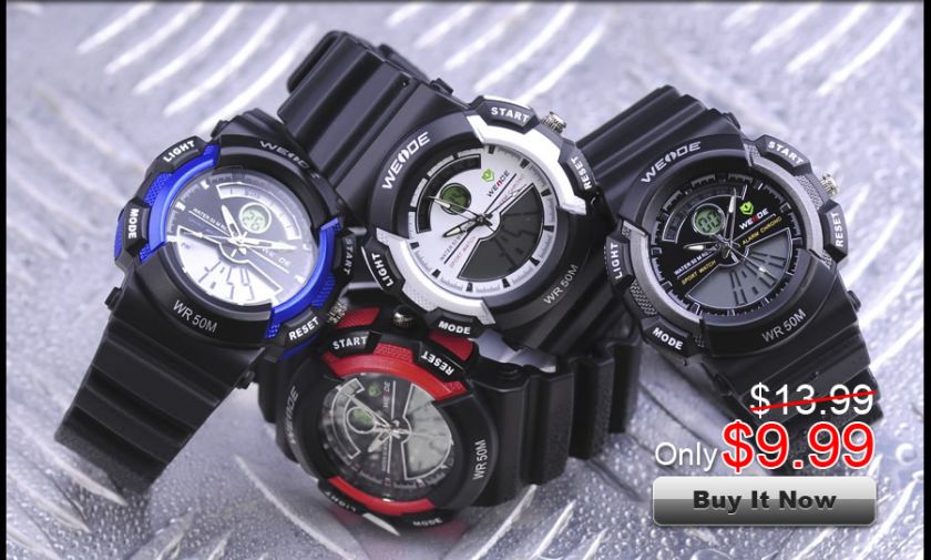 WEIDE Digital Quartz Dual Time Alarm Date Sports Watch  