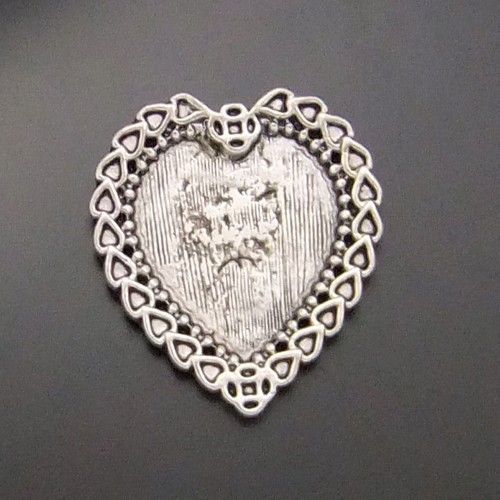 Atq silver heart around heart cameo photo 25pcs 04695  