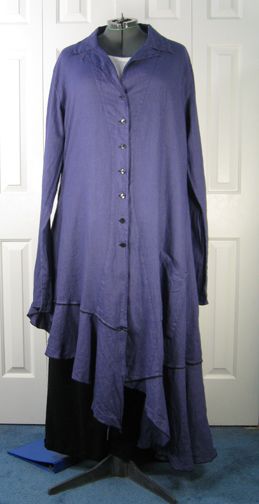   Linen Duster Jacket Periwinkle XLarge Lagenlook Wearable Art  