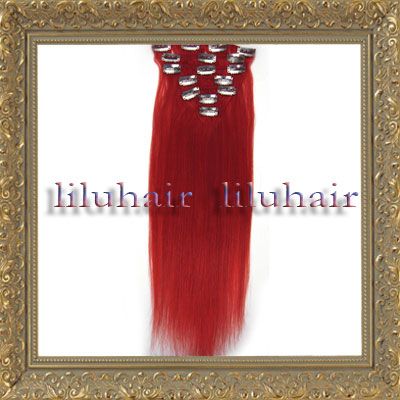 207pcs Remy clips in human hair extension #red,70g/set with clips 