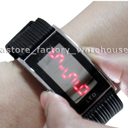 RED LED DIGITAL TIME DATE MENS LADY SPORT WRIST WATCH  