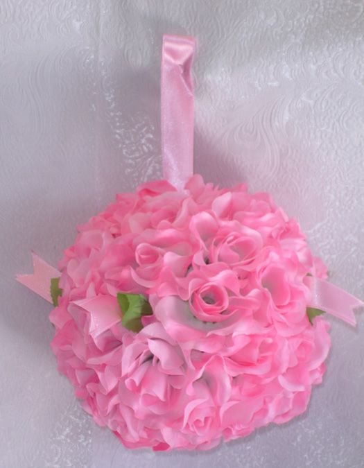 LARGE FLOWER BALLS Rose PETAL PINK Kissing Wedding Flowers Pew Bows 