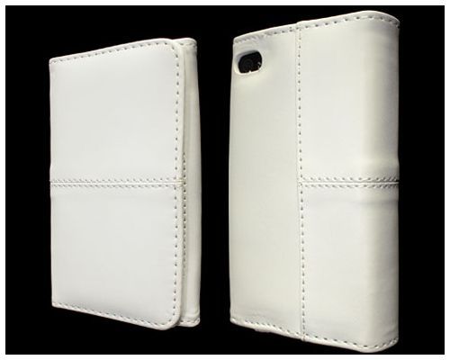 Wallet Designer Leather Case For iPhone 4G 4 OS White  