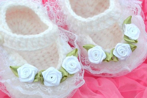 Rose Mary Jane Newborn baby girl reborn doll booties  