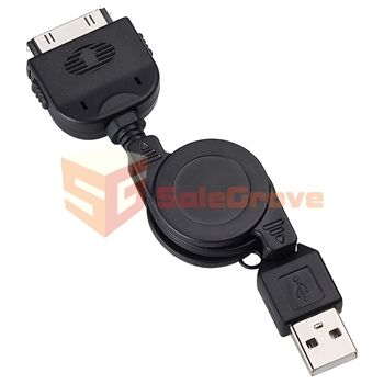 Retractable Black USB Data Sync Charger CABLE CORD WIRE For Iphone 4 